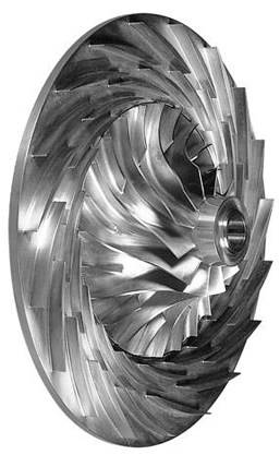 Typical impeller and diffuser at centrifugal compressor