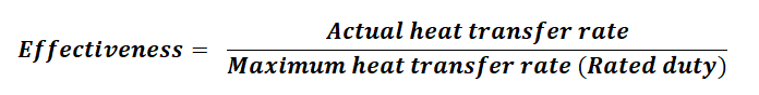 Heat exchanger effectiveness formula