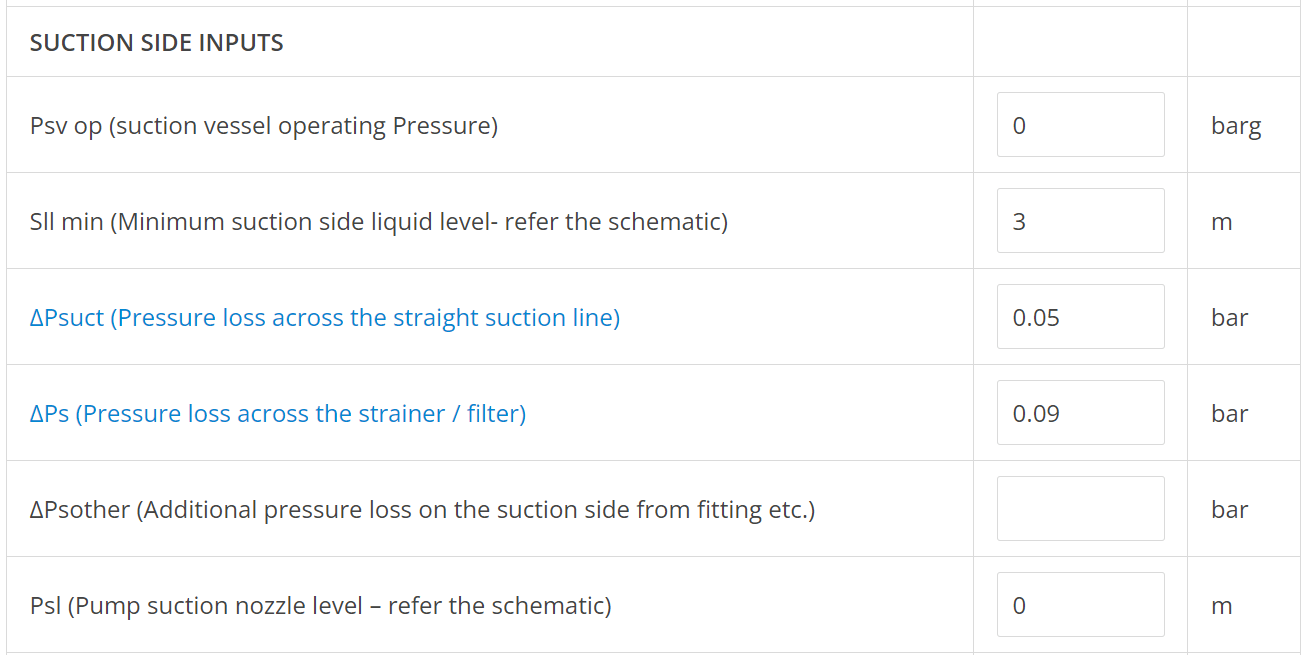 Suction side inputs